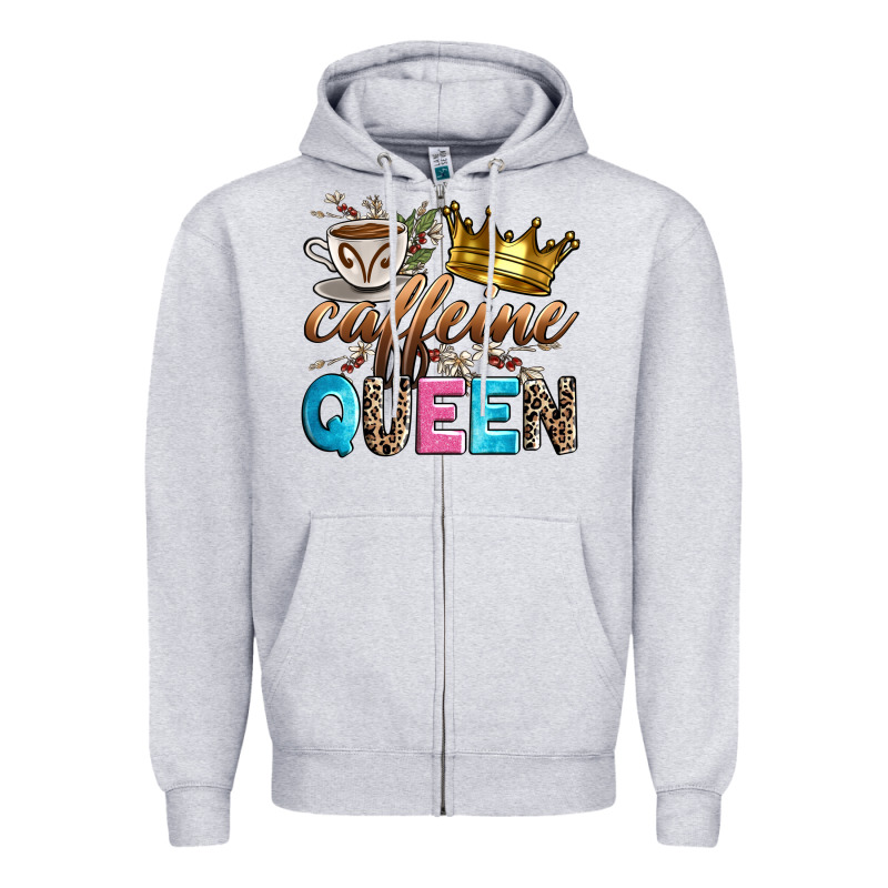 Caffeine Queen Zipper Hoodie by Zillion Design Studio | Teevron