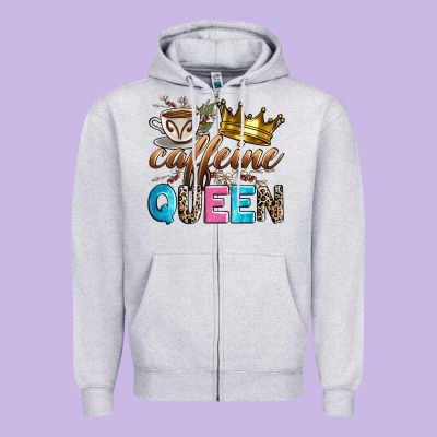 Caffeine Queen Zipper Hoodie Designed By Zillion Design Studio
