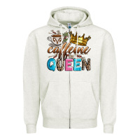 Oatmeal Heather caffeine queen Zipper Hoodie - Zillion Design Studio