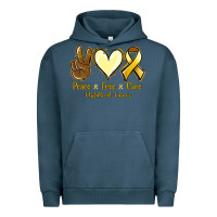 Pigment Midnight Navy Peace love cure Bone Cancer Urban Hoodie - NancyCooperArtShop