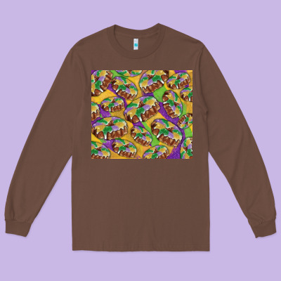 Long Sleeve Tee Mardi gras king cake