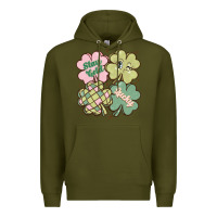 Army Green st patricks day clover Premium Hoodie - MaliasSmallBusiness