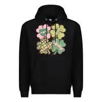 Black st patricks day clover Premium Hoodie - MaliasSmallBusiness