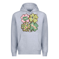 Heather Grey st patricks day clover Premium Hoodie - MaliasSmallBusiness
