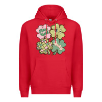 Red st patricks day clover Premium Hoodie - MaliasSmallBusiness