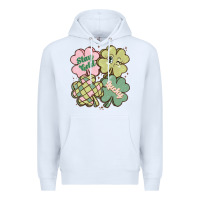 White st patricks day clover Premium Hoodie - MaliasSmallBusiness