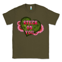 Army Green valentine's day stuck on you heart sunflowers Classic Tee - RanaPortraitStore