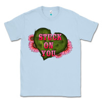 Dusty Blue valentine's day stuck on you heart sunflowers Classic Tee - RanaPortraitStore