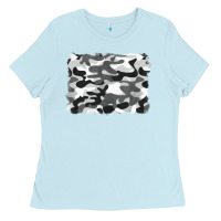 Baby Blue black and white camouflage Ladies Tee - BarkalooDesign