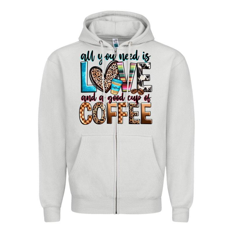All You Need Is Love And A Good Cup Of Coffee Zipper Hoodie by Zillion Design Studio | Teevron