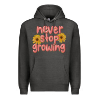 Charcoal Heather never stop growing Premium Hoodie - MaliasSmallBusiness