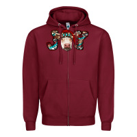 Burgundy christmas joy cow Zipper Hoodie - RanaPortraitStore