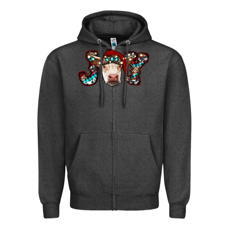 Christmas Joy Cow Zipper Hoodie by RanaPortraitStore | Teevron