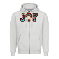 Dove Grey christmas joy cow Zipper Hoodie - RanaPortraitStore
