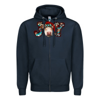 Navy christmas joy cow Zipper Hoodie - RanaPortraitStore