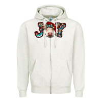 Oatmeal Heather christmas joy cow Zipper Hoodie - RanaPortraitStore
