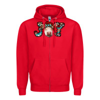 Red christmas joy cow Zipper Hoodie - RanaPortraitStore