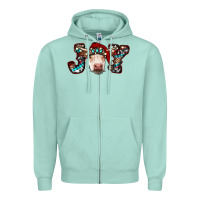 Seafoam christmas joy cow Zipper Hoodie - RanaPortraitStore