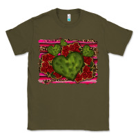 Army Green Valentine Cactus Heart with Roses Classic Tee - RanaPortraitStore