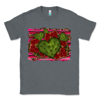Charcoal Heather Valentine Cactus Heart with Roses Classic Tee - RanaPortraitStore