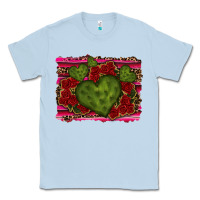 Dusty Blue Valentine Cactus Heart with Roses Classic Tee - RanaPortraitStore