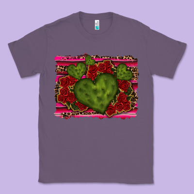 Valentine Cactus Heart With Roses Classic Tee Designed By Ranaportraitstore