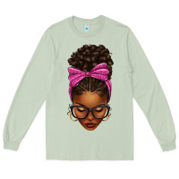 Matcha afro messy bun pink leopard bow Long Sleeve Tee - texasbilliewilder