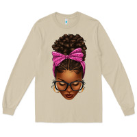 Mushroom afro messy bun pink leopard bow Long Sleeve Tee - texasbilliewilder