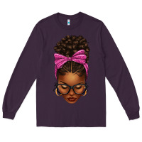 Plum afro messy bun pink leopard bow Long Sleeve Tee - texasbilliewilder