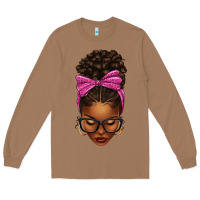 Toasted Coconut afro messy bun pink leopard bow Long Sleeve Tee - texasbilliewilder