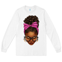 White afro messy bun pink leopard bow Long Sleeve Tee - texasbilliewilder