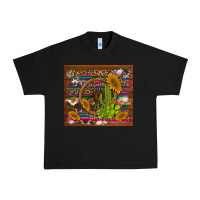 Black cactus and sunflowers with old wheel serape leopard cowhide background Urban Heavy Tee - Artiststas