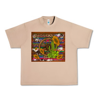 Burro cactus and sunflowers with old wheel serape leopard cowhide background Urban Heavy Tee - Artiststas