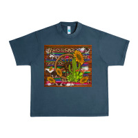 Midnight Navy cactus and sunflowers with old wheel serape leopard cowhide background Urban Heavy Tee - Artiststas