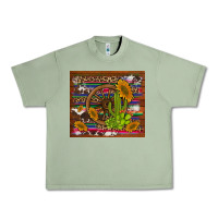 Oil Green cactus and sunflowers with old wheel serape leopard cowhide background Urban Heavy Tee - Artiststas