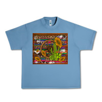 Pebble Blue cactus and sunflowers with old wheel serape leopard cowhide background Urban Heavy Tee - Artiststas