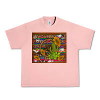 Salmon cactus and sunflowers with old wheel serape leopard cowhide background Urban Heavy Tee - Artiststas