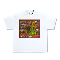 White cactus and sunflowers with old wheel serape leopard cowhide background Urban Heavy Tee - Artiststas