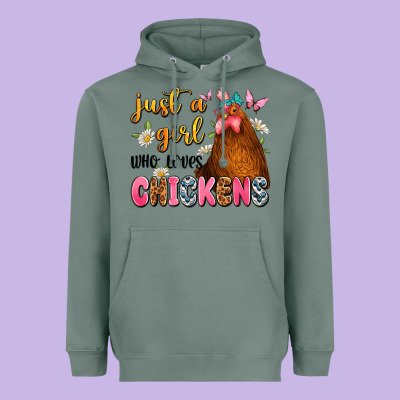 Just A Girl Who Loves Chickens Heavyweight Hoodie Designed By Jahusdesignshop