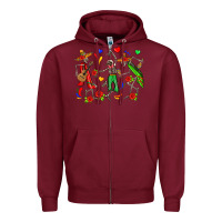 Burgundy mexican skeletons Zipper Hoodie - Zillion Design Studio