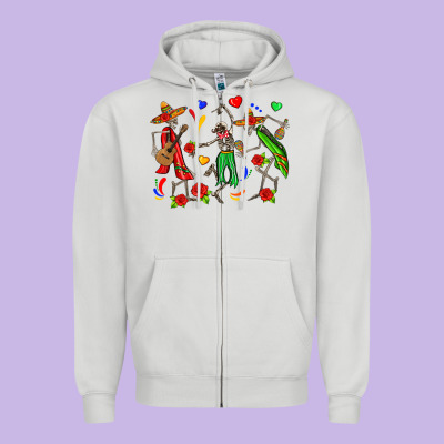 Mexican Skeletons Zipper Hoodie Designed By Zillion Design Studio