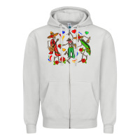 Dove Grey mexican skeletons Zipper Hoodie - Zillion Design Studio