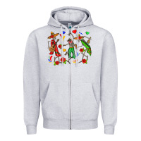 Heather Grey mexican skeletons Zipper Hoodie - Zillion Design Studio