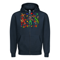 Navy mexican skeletons Zipper Hoodie - Zillion Design Studio