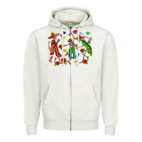 Oatmeal Heather mexican skeletons Zipper Hoodie - Zillion Design Studio
