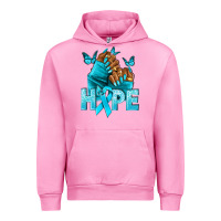 Fuchsia Pink Hope teal ribbon Ovarian Cancer nails Urban Hoodie - NancyCooperArtShop