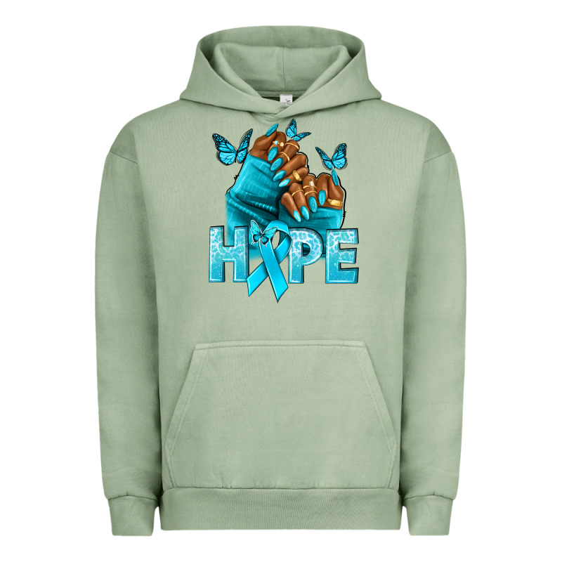 Hope Teal Ribbon Ovarian Cancer Nails Urban Hoodie by NancyCooperArtShop | Teevron