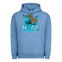 Pigment Pebble Blue Hope teal ribbon Ovarian Cancer nails Urban Hoodie - NancyCooperArtShop