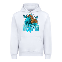 White Hope teal ribbon Ovarian Cancer nails Urban Hoodie - NancyCooperArtShop