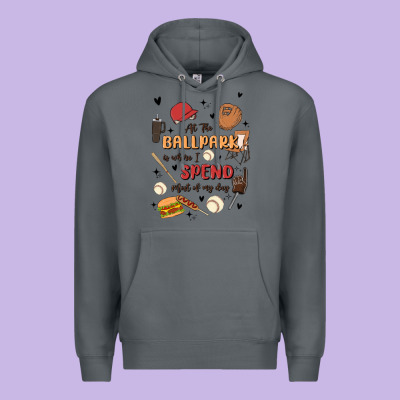 At The Ballpark Is Where I Spend Most Of My Day Premium Hoodie Designed By Maliassmallbusiness